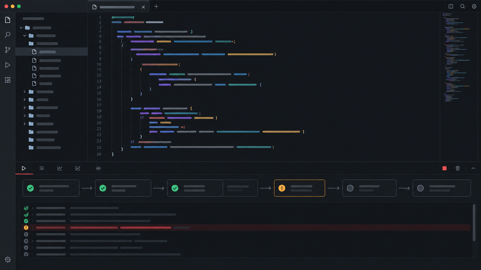 Concept illustration of a code editor and visual execution trace